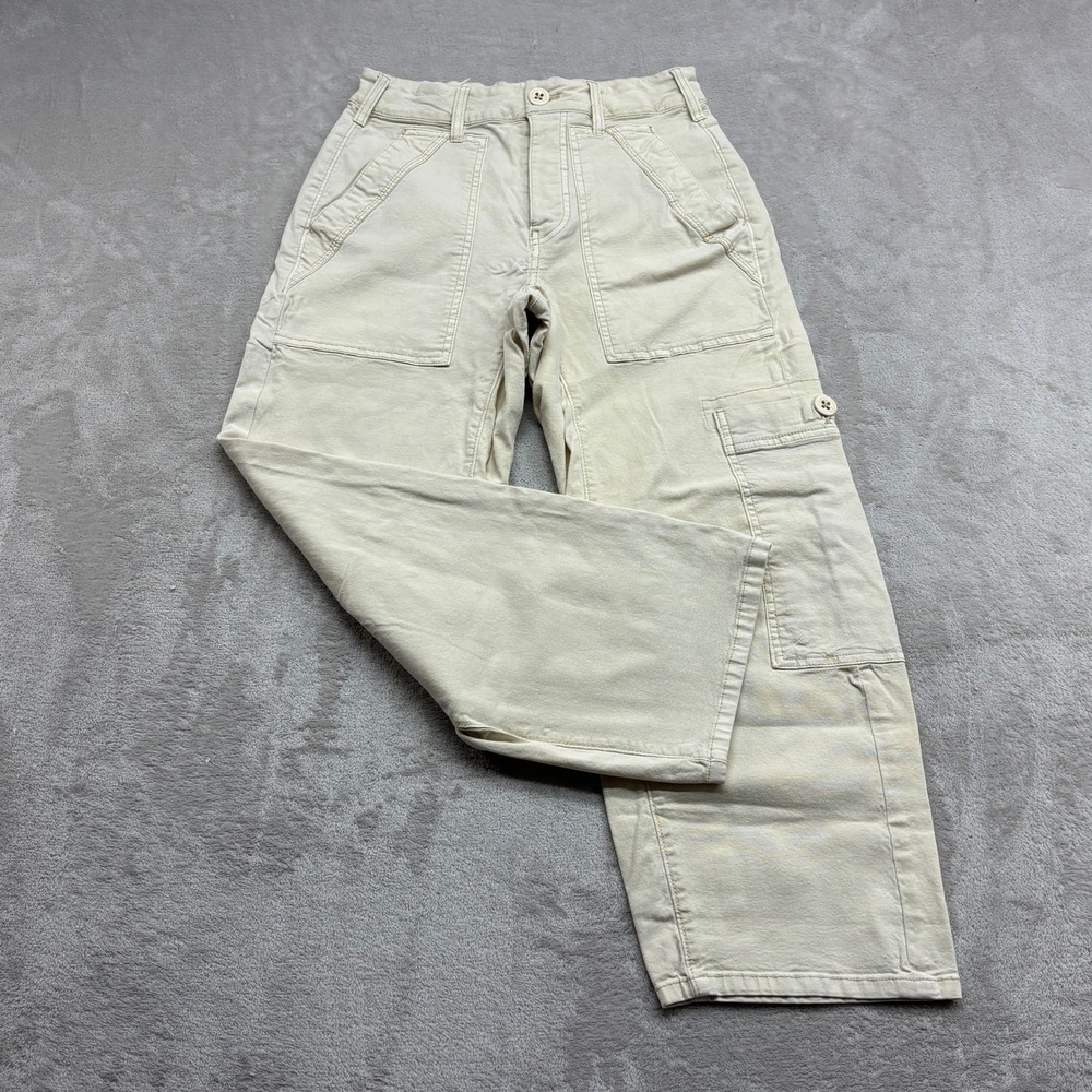 Anthropologie Pilcro Cargo Pants Women's 24 Ivory Wide Leg HR Utility Pockets